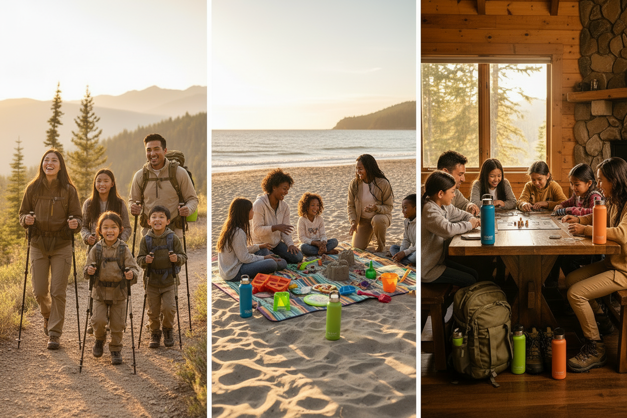 Weekend Basecamp - diverse families including white, Black, and Asian families